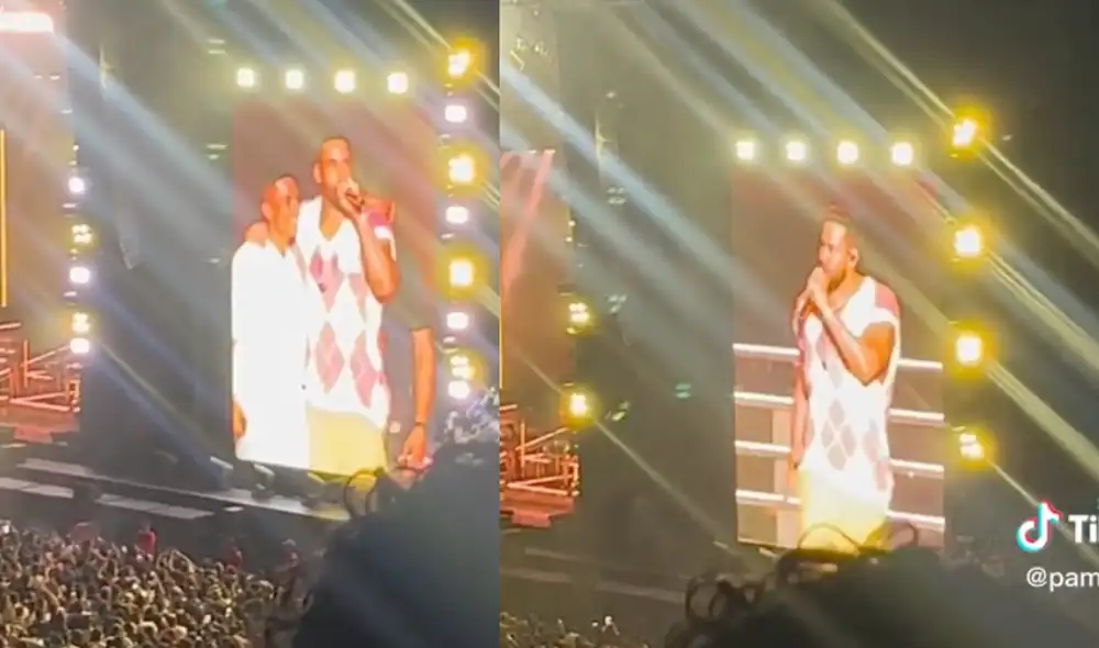 Romeo Santos pasa momento emotivo junto a fan en concierto. Foto: composición LR/TikTok