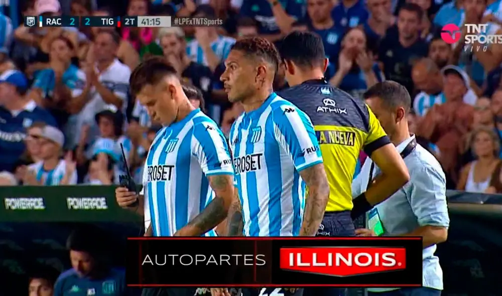 Paolo Guerrero debutó oficialmente con la camiseta de Racing. Foto: captura/TNT Sports