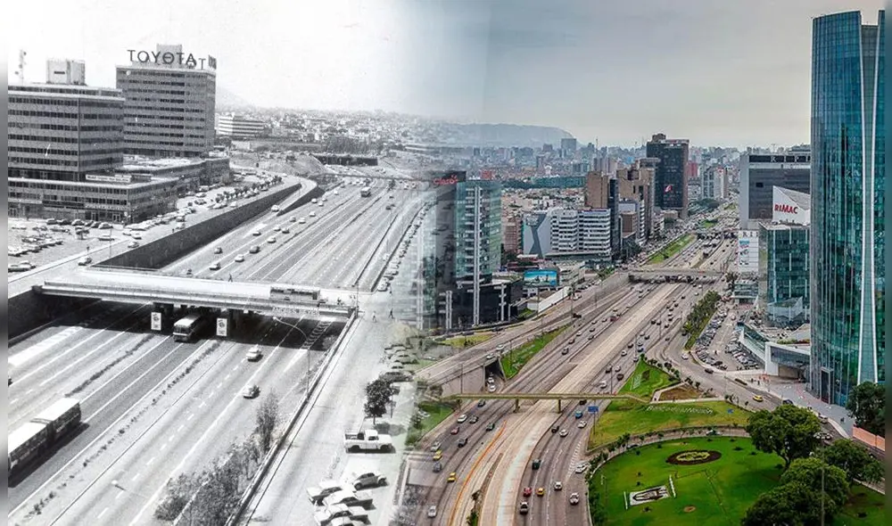 Así lucía la Vía Expresa en 1985 (izquierda). Y así se ve esta obra actualmente (derecha). Foto: composición LR/archivo LR/Vidarq