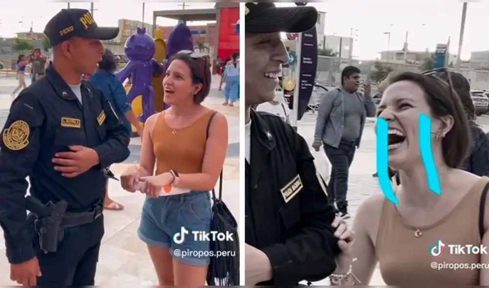 El policía rechazó a la joven tiktoker. Foto: captura de TikTok/@piropos.peru