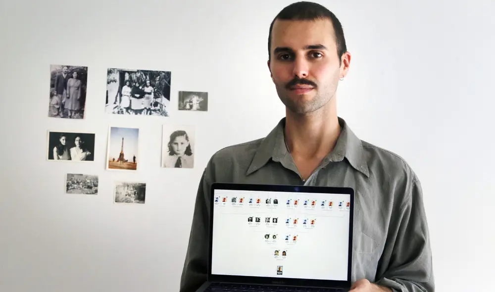 Camilo Dolorier (26) aprendió a hacer árboles genealógicos de forma autodidacta. Foto: Félix Contreras / La República Camilo Dolorier (26) aprendió a hacer árboles genealógicos de forma autodidacta. Foto: Félix Contreras / La República