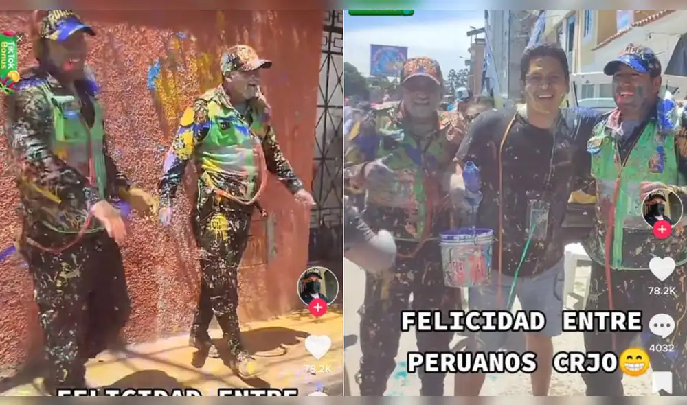 Policías participan del carnaval en Cajamarca. Foto: Captura de video/Grimix. Policías participan del carnaval en Cajamarca. Foto: Captura de video/Grimix.