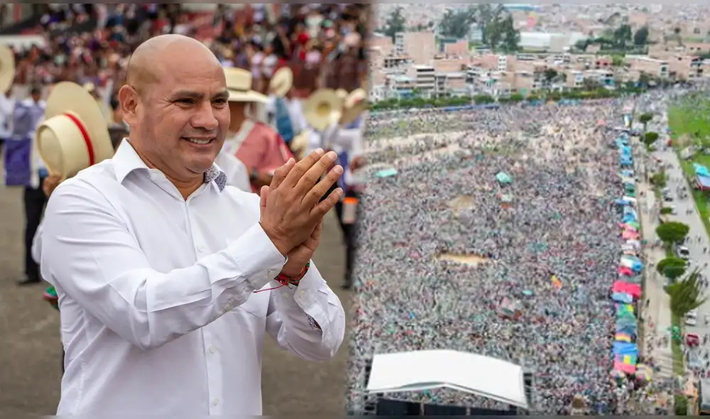 Alcalde provincial contento con la afluencia de público. Foto: composición LR/MPC/Lugareando Video: TvNorte Cajamarca