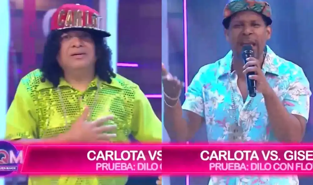 'Carlota' y 'Giselo' protagonizaron divertido momento de rap. Foto: composición LR/ captura de América TV