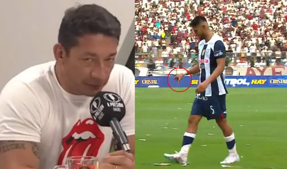 Zambrano hizo un gesto provocador a los hinchas de la 'U'. Foto: composición/captura A presión/GolPerú