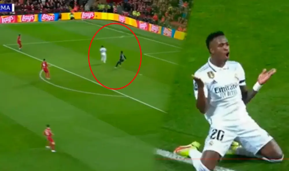 Vinícius Júnior puso el 2-2 de Real Madrid ante Liverpool por la Champions League. Foto: captura de ESPN