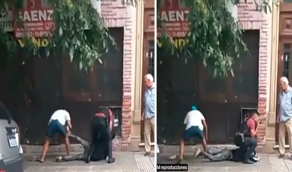 El ladrón aprovechó la distracción del policía para arrebatarle las zapatillas al detenido. Foto: composición de LR/captura de TikTok/@Manueladomi