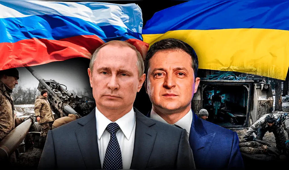 Miles de personas marcharon en Varsovia, Polonia, a un año de la guerra y manifestar su solidaridad. Foto: composición LR/Fabrizio Oviedo/AFP/EFE