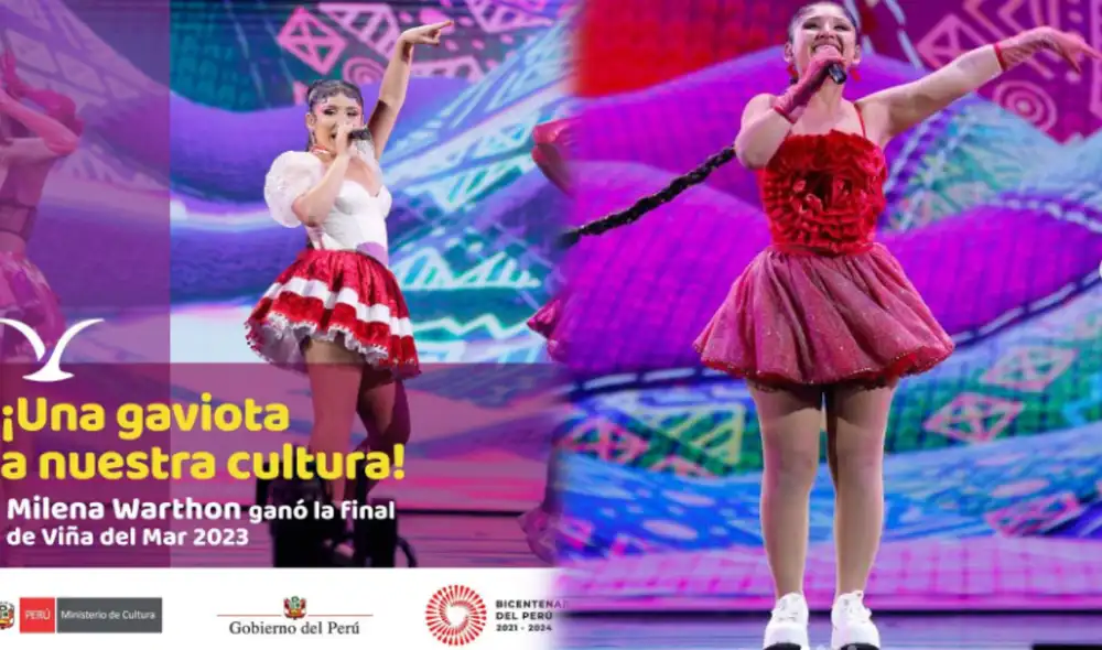 Milena Warthon ofrecerá concierto gratuito en Lima tras ganar en Viña del Mar. Foto: Composición LR /Captura instagram del Ministerio de Cultura/ Captura instagram de Milena Warthon Milena Warthon ofrecerá concierto gratuito en Lima tras ganar en Viña del Mar. Foto: Composición LR /Captura instagram del Ministerio de Cultura/ Captura instagram de Milena Warthon