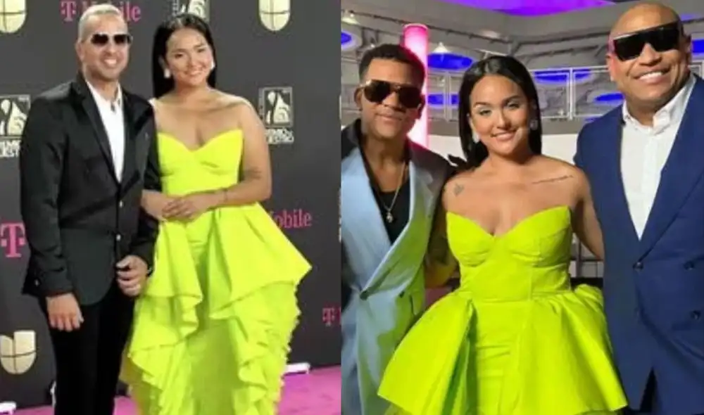 Daniela Darcourt causó revuelo en redes sociales por su particular vestido amarillo. Foto: Composicón La República/Captura América TV