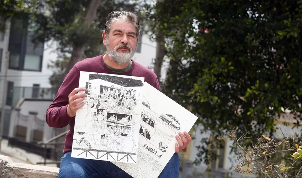 Mario Molina y las viñetas de su novela gráfica En la cara no. Foto: archivo La República Mario Molina y las viñetas de su novela gráfica En la cara no. Foto: archivo La República