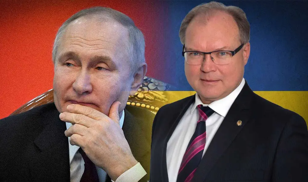 Desde Kiev, el canciller de Ucrania para América Latina y el Caribe criticó el accionar de Vladimir Putin en la guerra. Foto: composición LR/AFP/Embajada de Ucrania