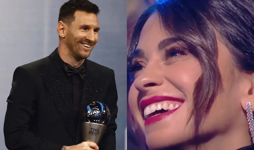 Antonela Rocuzzo observó orgullosa cómo su esposo Lionel Messi se alzaba como el mejor jugador del planeta. Foto: composición LR/TyCSports
