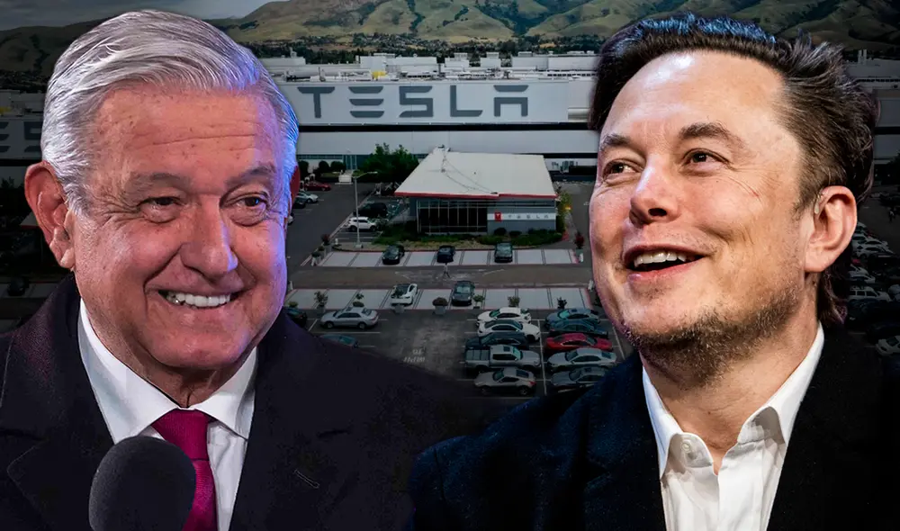 AMLO confirmó que Tesla instalará una planta de vehículos eléctricos en Monterrey. Foto: composición LR/AFP