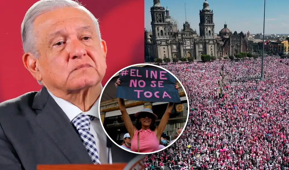 "No les importa la democracia, sino lo que quieren es que continúe el predominio de una oligarquía”, asegura AMLO frente a las protestas. Foto: composición LR/El País/BBC "No les importa la democracia, sino lo que quieren es que continúe el predominio de una oligarquía”, asegura AMLO frente a las protestas. Foto: composición LR/El País/BBC