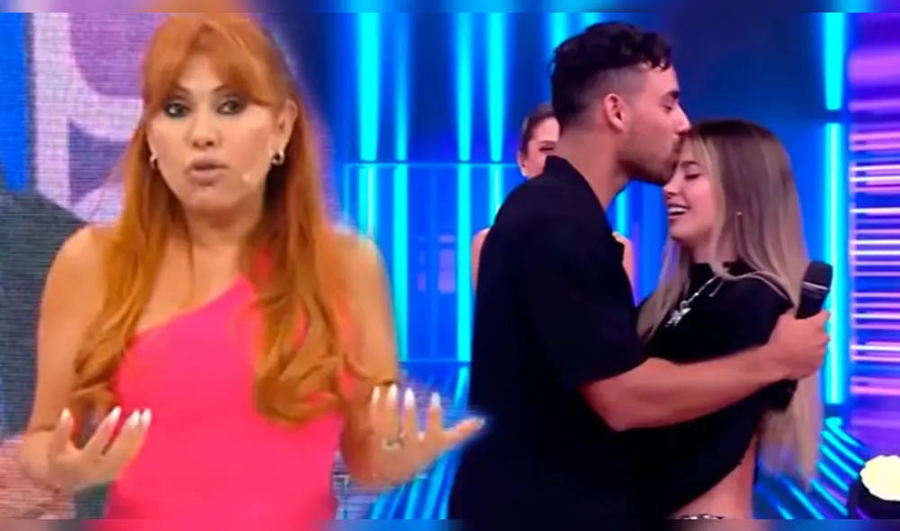 Magaly Medina aprueba el romance que tienen Flavia Laos y Austin Palao. Foto: composición LR/ATV/América TV