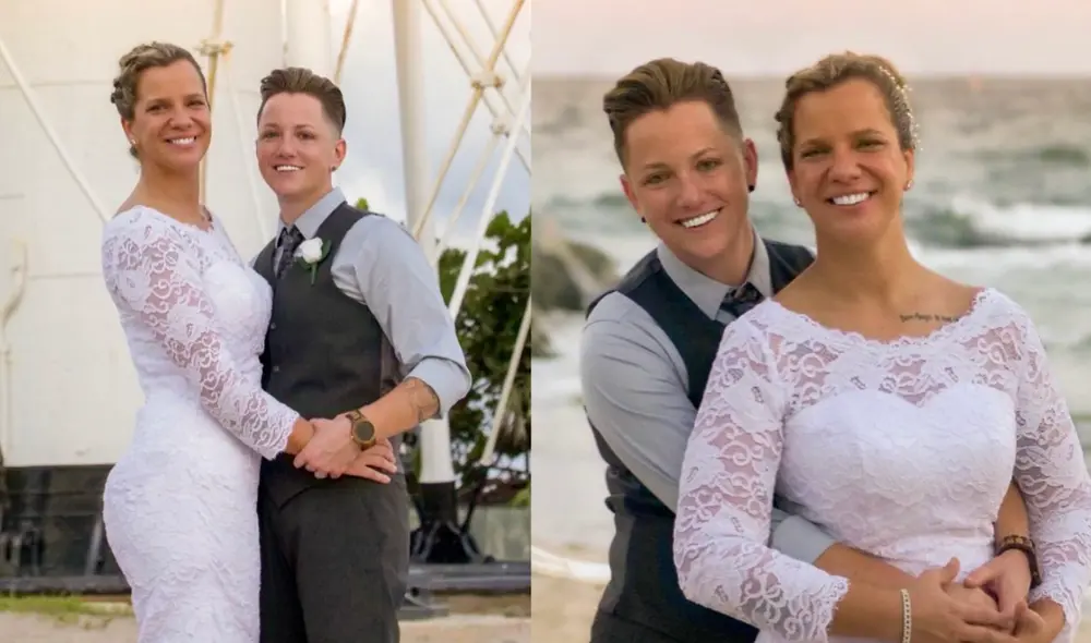 Tatiana Castro Mannarelli y su esposa Katherine el día de su boda. Foto: composición LR/Instagram