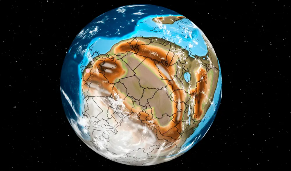 La Pangea fue un supercontinente que existió hace más de 300 millones de años y que dio pase a los continentes que conocemos en la actualidad. Foto: Ancient Earth
