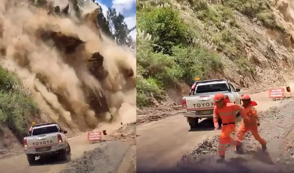 Derrumbe se registró el último jueves. Foto: composición LR/ captura La Unión Dos de Mayo Huánuco-Facebook