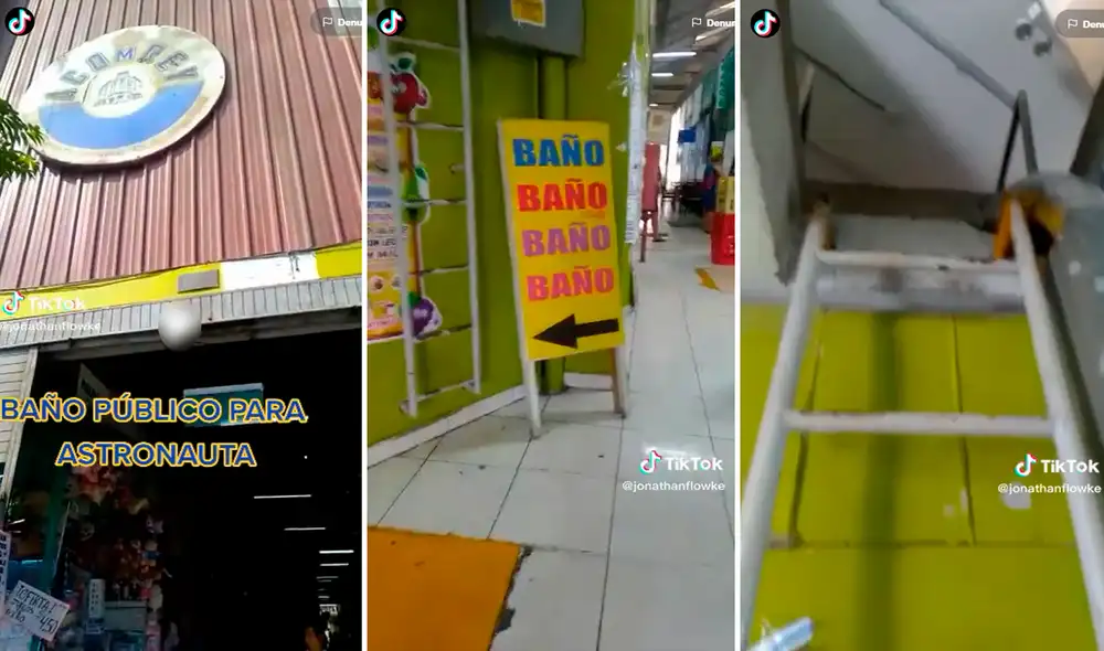 Los usuarios se quedaron atónitos al ver que tenían que subir una escalera algo peligrosa para entrar al baño. Foto: composición de LR/TikTok/@JonathanFlowke