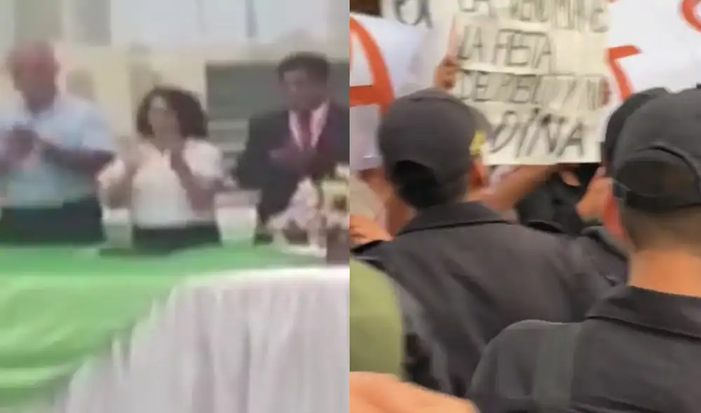 Ministra fue reprochada por manifestantes durante actividad de la vendimia en Ica. Foto: composición LR Ministra fue reprochada por manifestantes durante actividad de la vendimia en Ica. Foto: composición LR