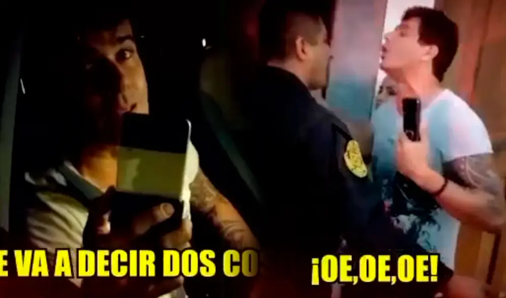 Joselito Carrera se pone agresivo con efectivos de la PNP y les falta el respeto. Foto: composición LR/captura de Willax - Video:Willax