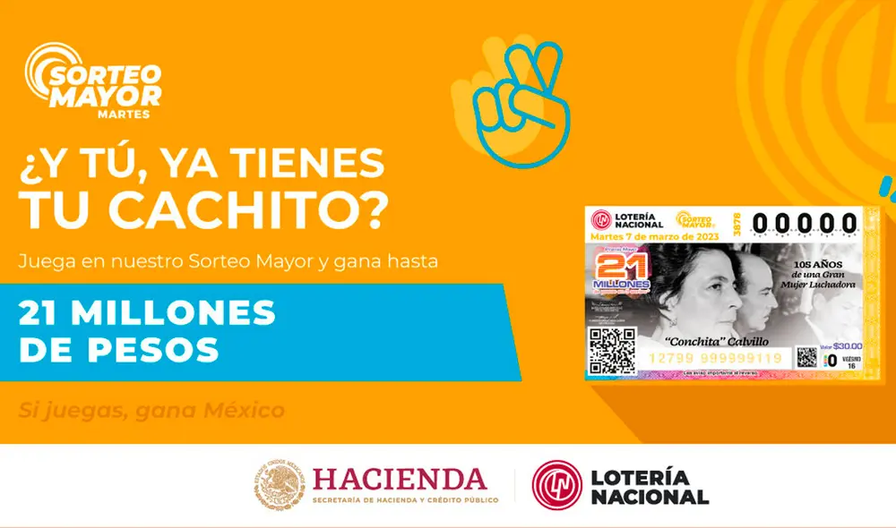 El Sorteo Mayor de México HOY, 7 de marzo, trae un premio de 21 millones de pesos. Foto: Lotería Nacional El Sorteo Mayor de México HOY, 7 de marzo, trae un premio de 21 millones de pesos. Foto: Lotería Nacional