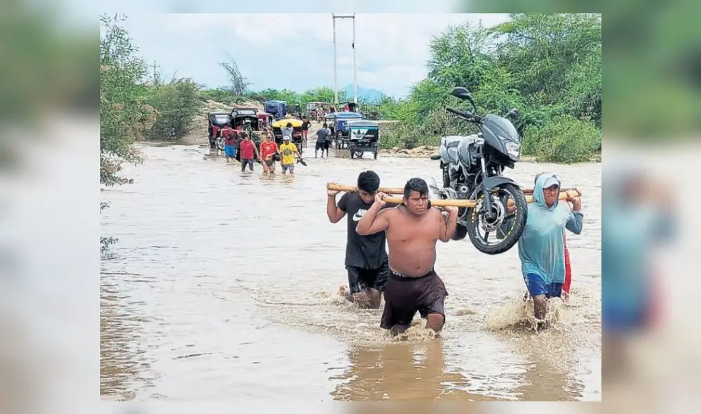 El distrito de Yamango, en la provincia de Morropón, quedó incomunicado debido a las lluvias intensas en la zona. Foto: La República