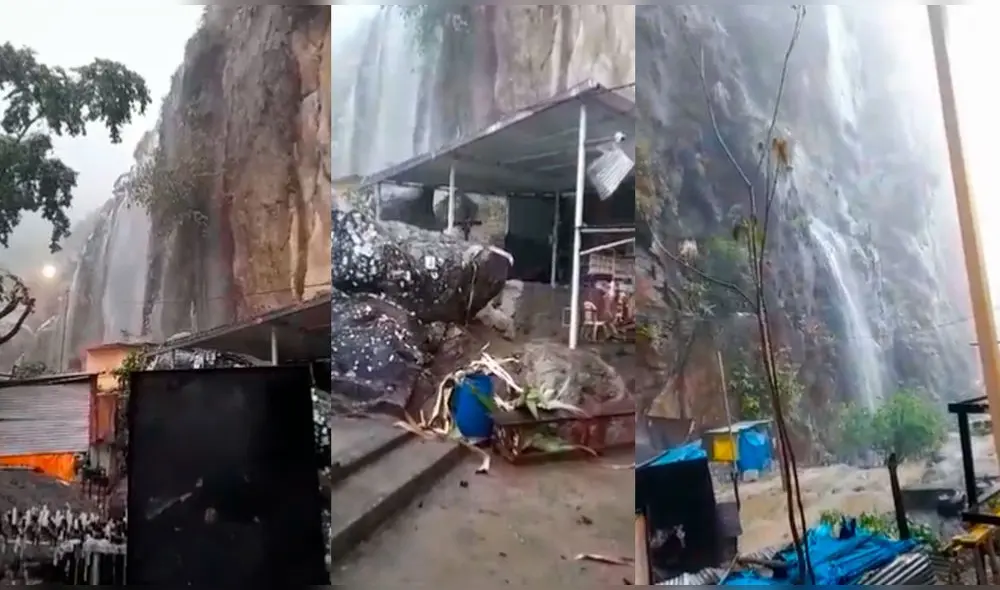 Situación afectó la gruta y las estructura del recinto. Foto y video: Senamhi Situación afectó la gruta y las estructura del recinto. Foto y video: Senamhi