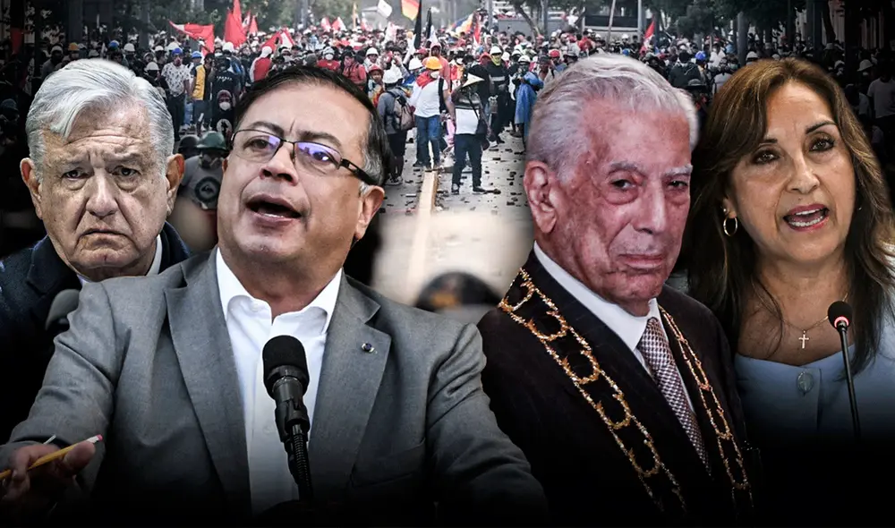 Mario Vargas Llosa respaldó a Dina Boluarte y criticó a los Gobiernos latinoamericanos, en especial a los de Andrés Manuel López Obrador y a Gustavo Petro. Foto: composición LR / AFP Mario Vargas Llosa respaldó a Dina Boluarte y criticó a los Gobiernos latinoamericanos, en especial a los de Andrés Manuel López Obrador y a Gustavo Petro. Foto: composición LR / AFP