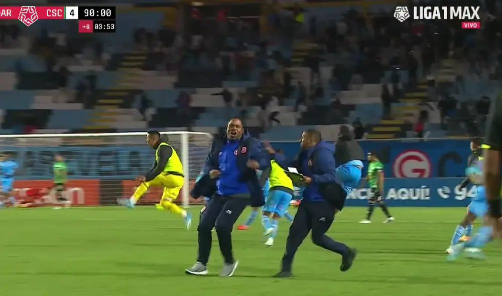Celebración del banquillo de Garcilaso. Foto: captura Liga 1 - Video: Liga 1 Max
