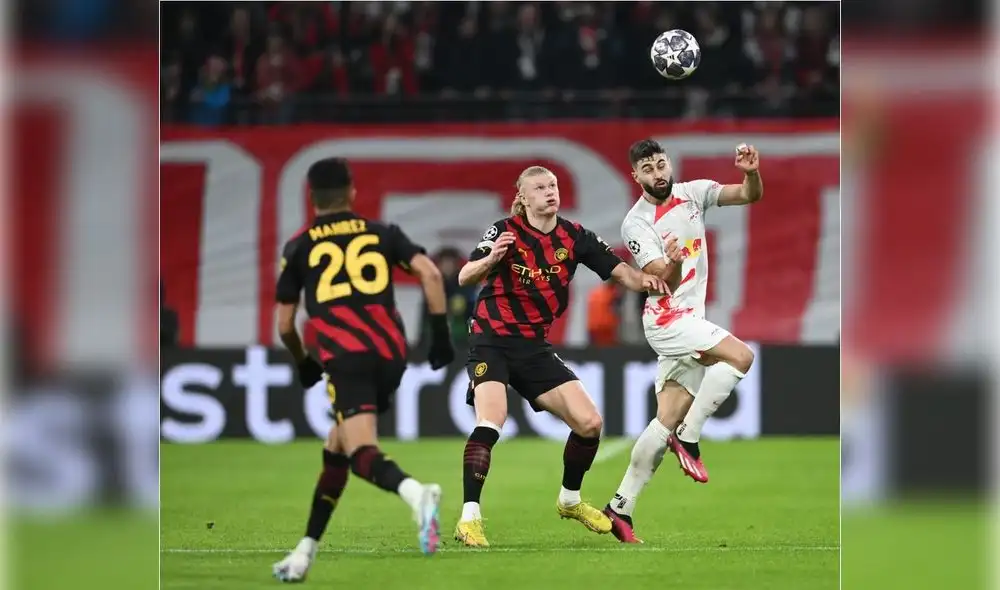 RB Leipzig vs. Manchester City por los octavos de final de la UEFA Champions League. Foto: AFP