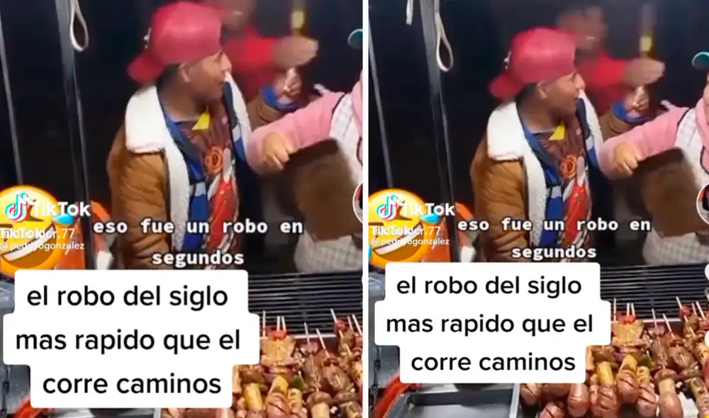 Los delincuentes no dejaron ni saborear la brocheta al muchacho. Foto: composición LR/ TikTok/@Pedrigogonzales