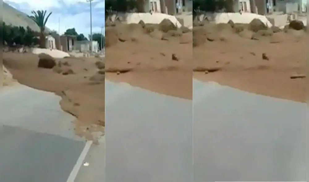 El huaico cubrió las calles de Lunahuaná con lodo y piedras. Foto: Canal N - Video: Canal N