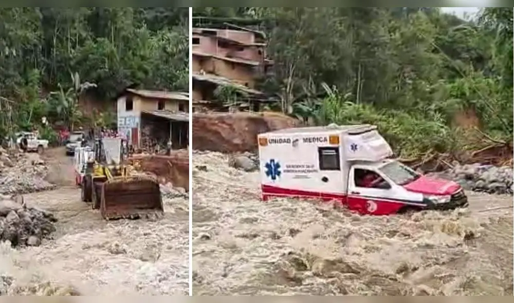 Ambulancia cruza río para cumplir con traslado de gestantes. Foto: captura video Cortesía LR