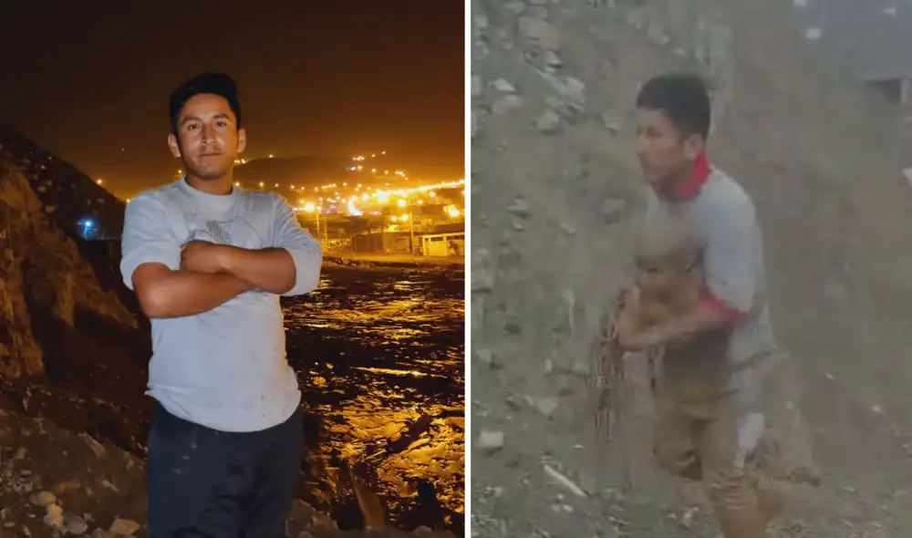 Armando Hugo Ureta Yalico narró cómo fue el momento en el que rescató a un menor de los huaicos en Jicamarca. Foto: composiciónLR/Bárbara Mamani-URPI/La República