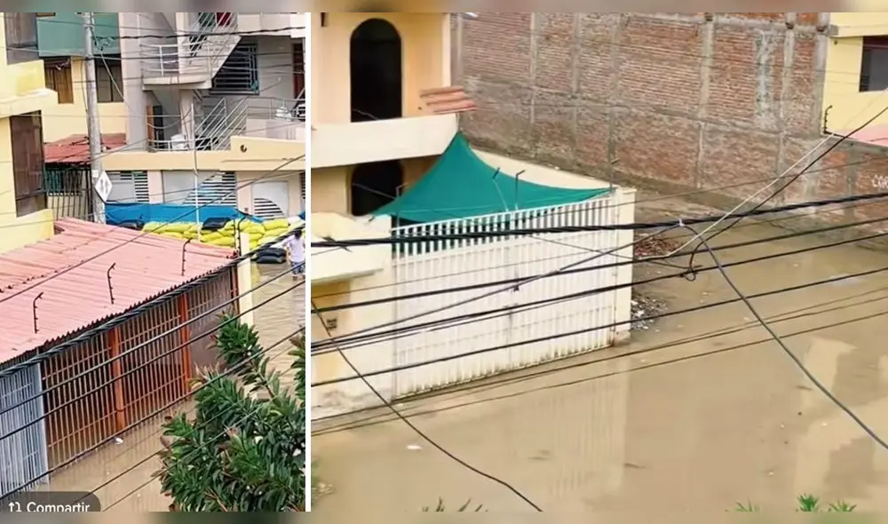 Piura. Vecino coloca sacos terreros y evita inundación en distrito de Castilla. Foto: Captura TikTok