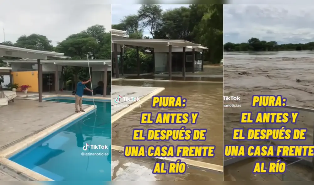 Vivienda quedó inundada por aguas del río Piura. Foto y video: @latinanoticias