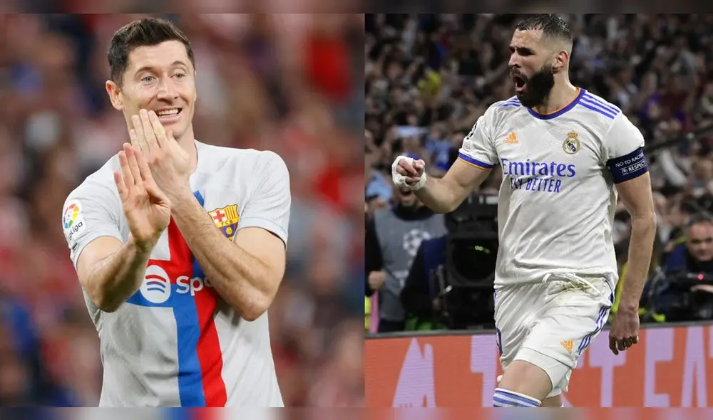 Lewandowski y Benzema serán la carta de gol de Barcelona y Real Madrid en el clásico. Foto: composición/EFE Lewandowski y Benzema serán la carta de gol de Barcelona y Real Madrid en el clásico. Foto: composición/EFE