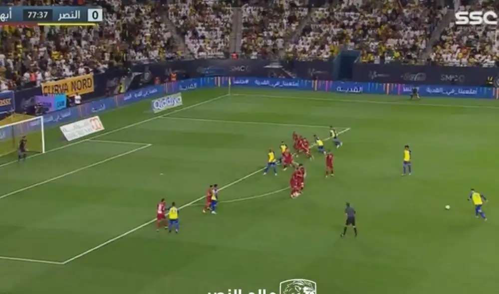 Cristiano Ronaldo anotó su noveno gol en la Liga Profesional Saudí. Foto: captura de SSC