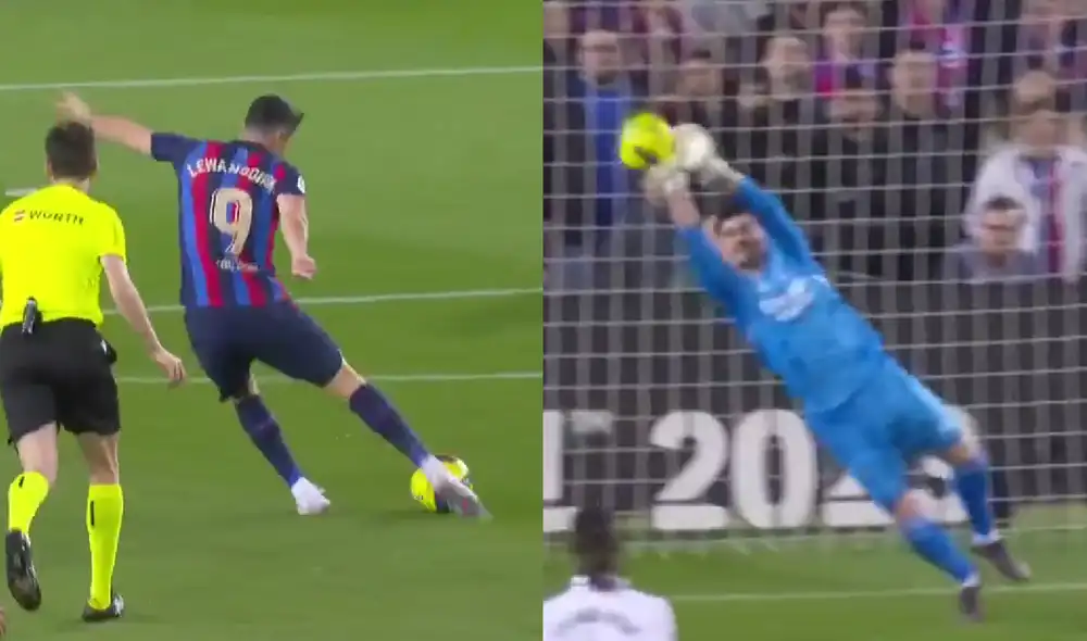 Gran jugada de Lewandowski que terminó en despeje. Foto: Captura ESPN