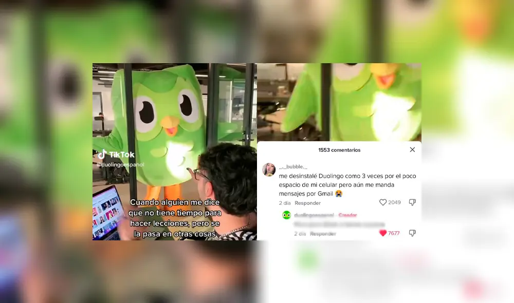 El clip cuenta con más de 1,5 millones de vistas. Foto: composición LR/TikTok/@duolingoespañol