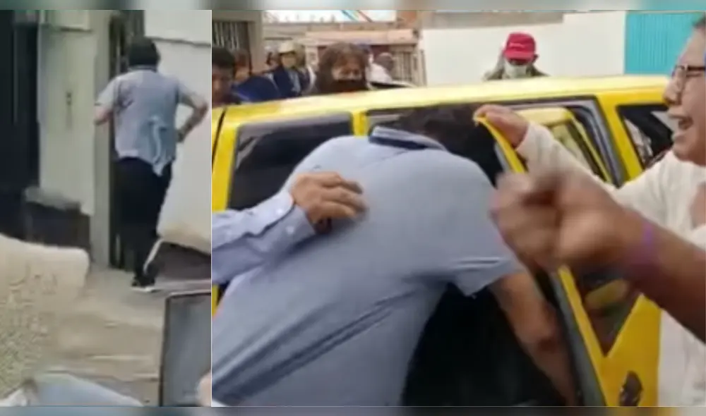 No lo dejaron abordar el taxi. Tuvo que salir huyendo del lugar. Foto: Captura de video/Radio Yaraví. No lo dejaron abordar el taxi. Tuvo que salir huyendo del lugar. Foto: Captura de video/Radio Yaraví.