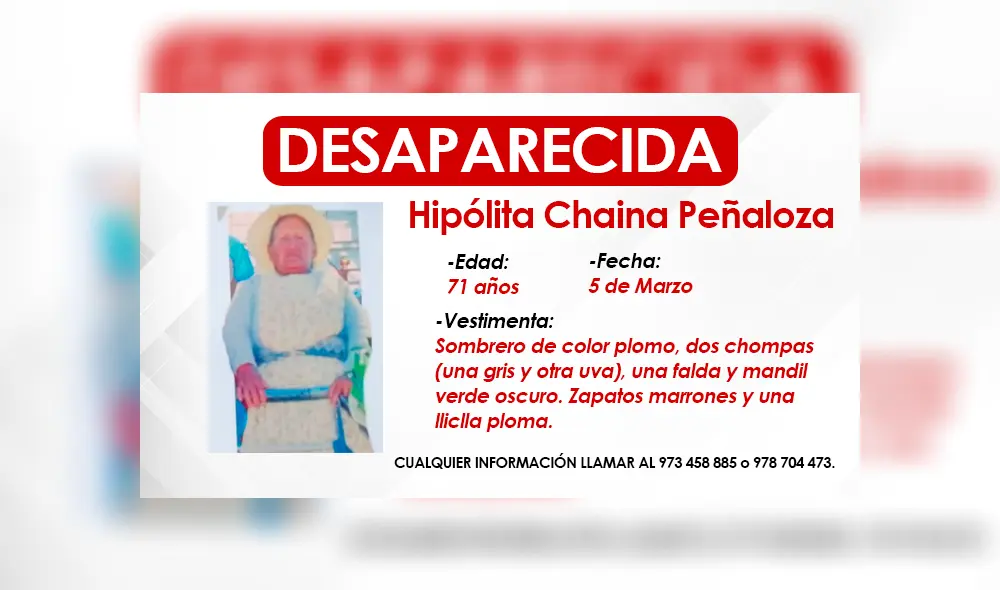 Los hijos de la adulta mayor la buscan hace semanas. Foto: La República. Los hijos de la adulta mayor la buscan hace semanas. Foto: La República.