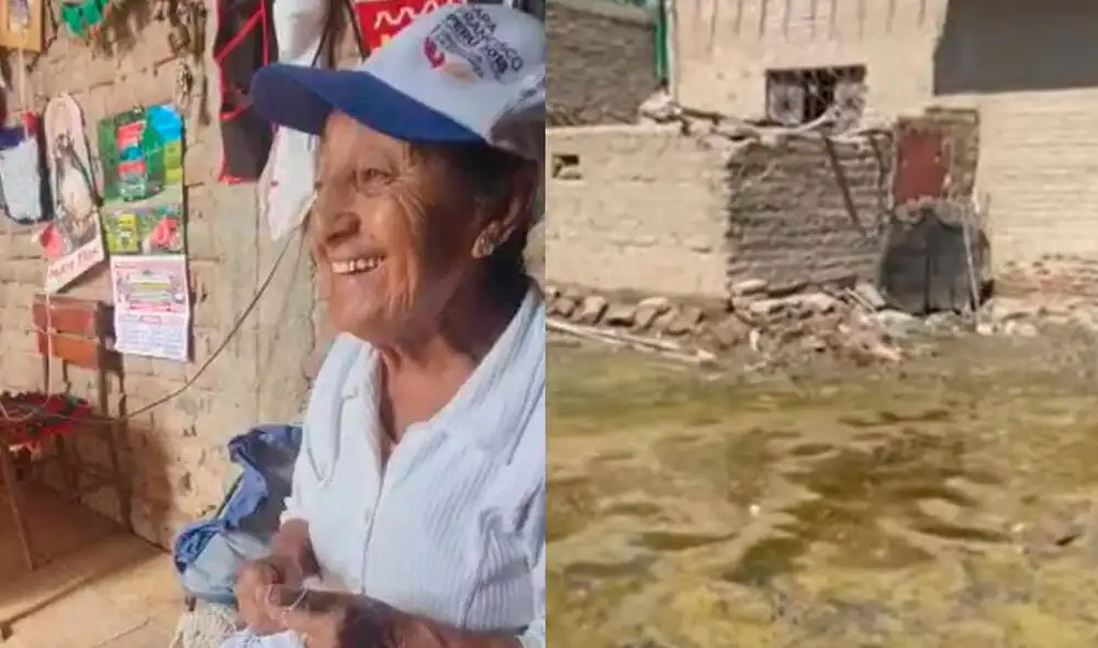 La adulta mayor recicla y lava ropa para obtener dinero y poder alimentarse. Foto: composición de Fabrizio Oviedo/ La República/ Latina - Video: Latina