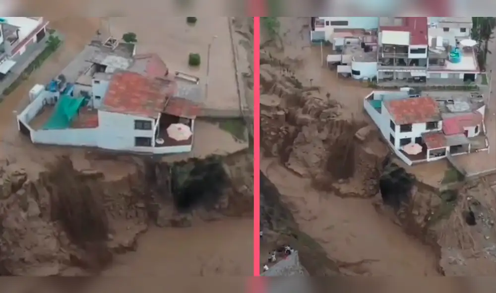 Vivienda en Punta Hermosa al borde del colapso tras los huaicos. Foto: Difusión Vivienda en Punta Hermosa al borde del colapso tras los huaicos. Foto: Difusión