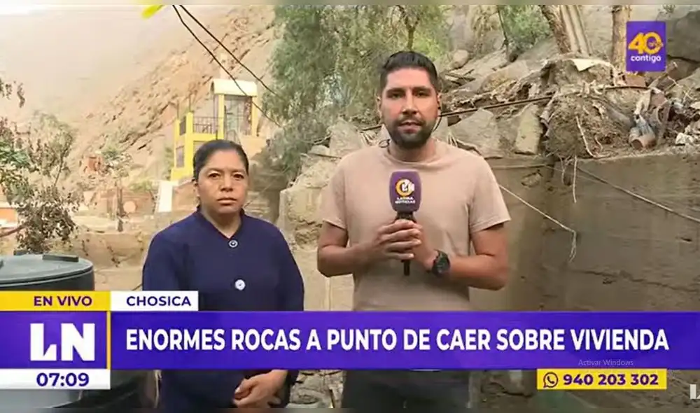 Madre de familia se encuentra en peligro por posible derrumbe de rocas sobre su casa en Chosica. Foto: captura de Latina - Video: Latina Madre de familia se encuentra en peligro por posible derrumbe de rocas sobre su casa en Chosica. Foto: captura de Latina - Video: Latina