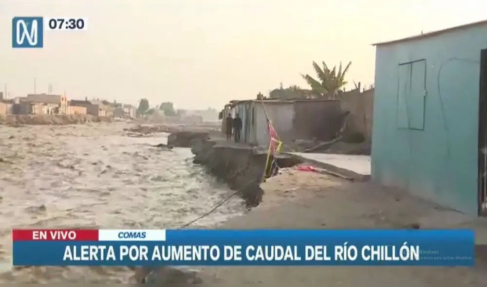 Vecinos buscan hacer defensas ribereñas en el río Chillón. Fuente: América TV