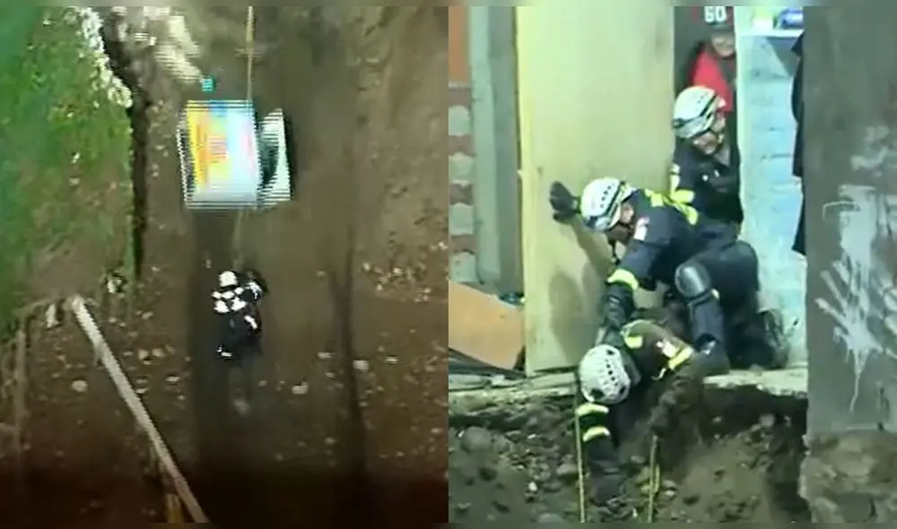Policía de rescate es herido tras caerle un congelador en la rivera del río Rímac. Foto: captura de América TV