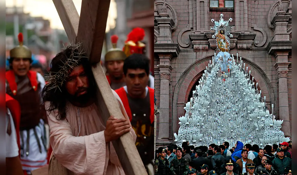 Semana Santa en Arequipa (izquierda) y Ayacucho (derecha). Foto: composición LR